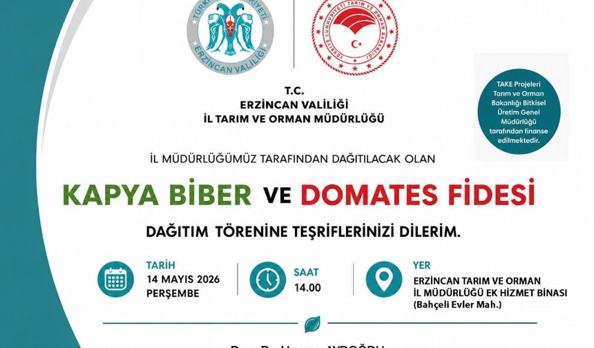 Kapya Biber ve Domates Fideleri Dağıtılacak