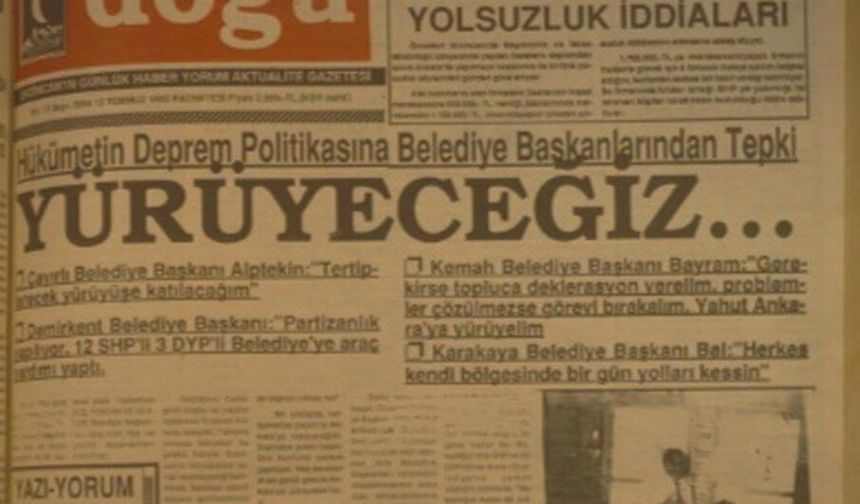 Erzincan’da 13 Temmuz 1992: Belediye Başkanlarından Hükümete "Yürüyeceğiz" Mesajı