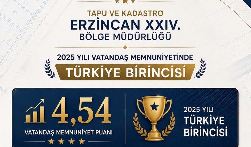 Türkiye'nin En Yüksek Memnuniyeti Erzincan'dan: Tapu ve Kadastro Bölge Müdürlüğü Zirvede!