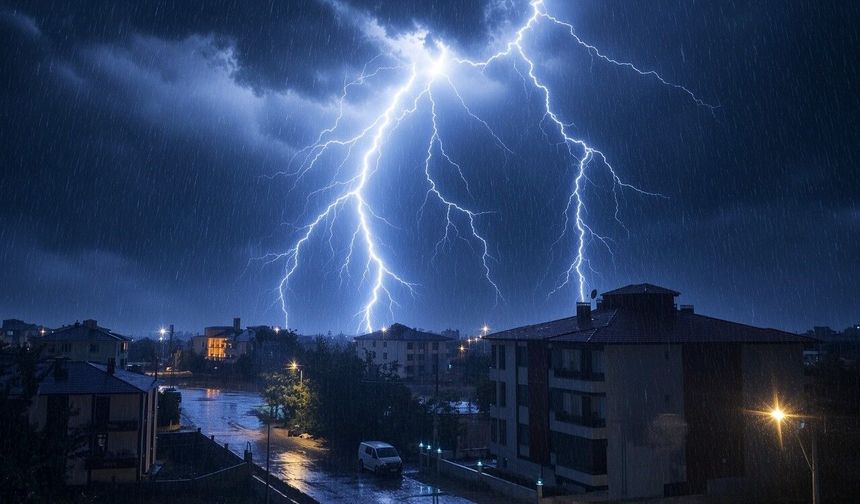 Erzincan'da geceyi şimşekler aydınlattı