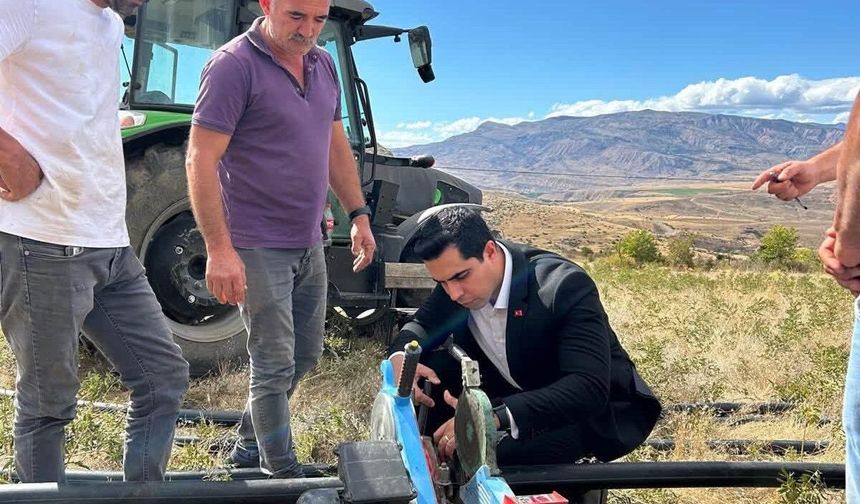 Kemah'ta Mermerli köyünün sulama suyu hattı çalışmaları incelendi