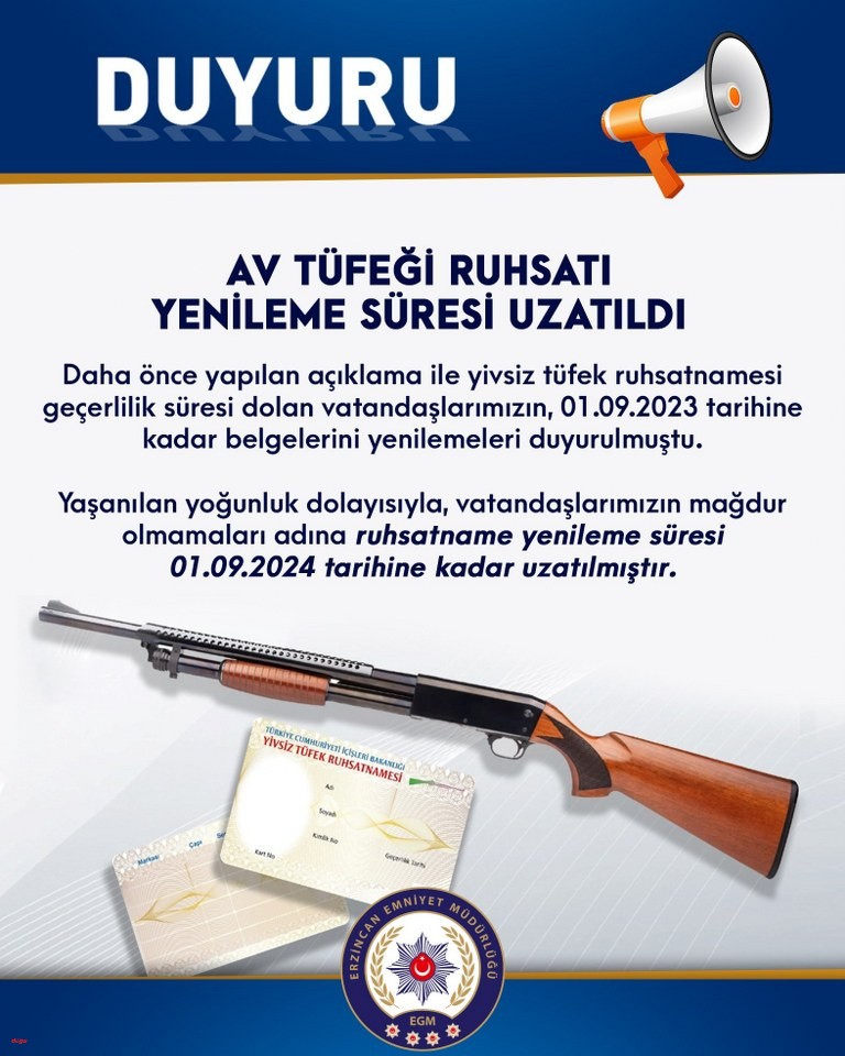 Av tüfeği ruhsatı yenileme süresi bir yıl uzatıldı_768x960