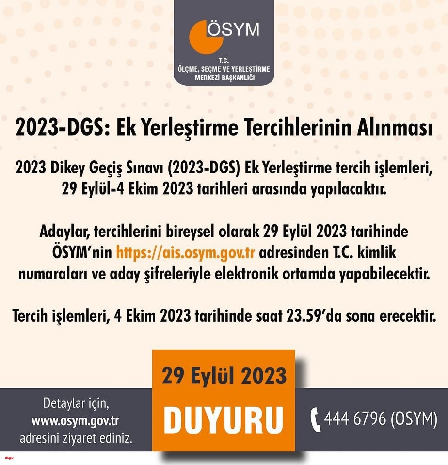 2023-DGS ek yerleştirme tercihleri alınmaya başladı_924x960