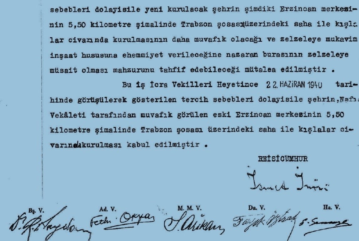 İsmet Inönünün Erzincanın Yerleşim Yeri Kararı (3)