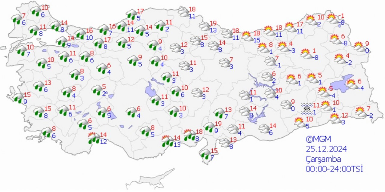 24 Aralık Çarşamba Hava Durumu 1280X639