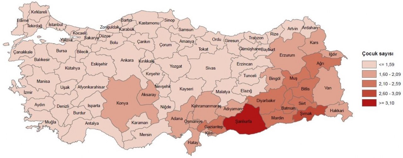 İllere Göre Doğurganlık Hızı 1280X504