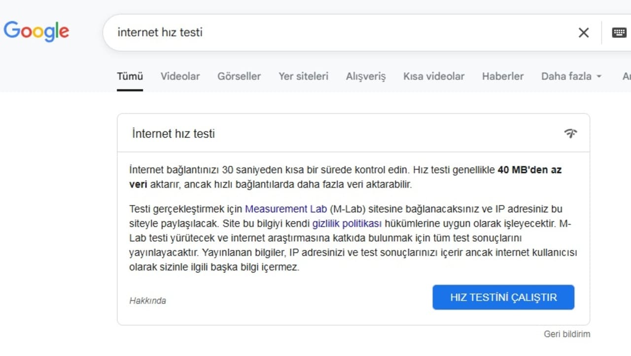 Google Hız Testi