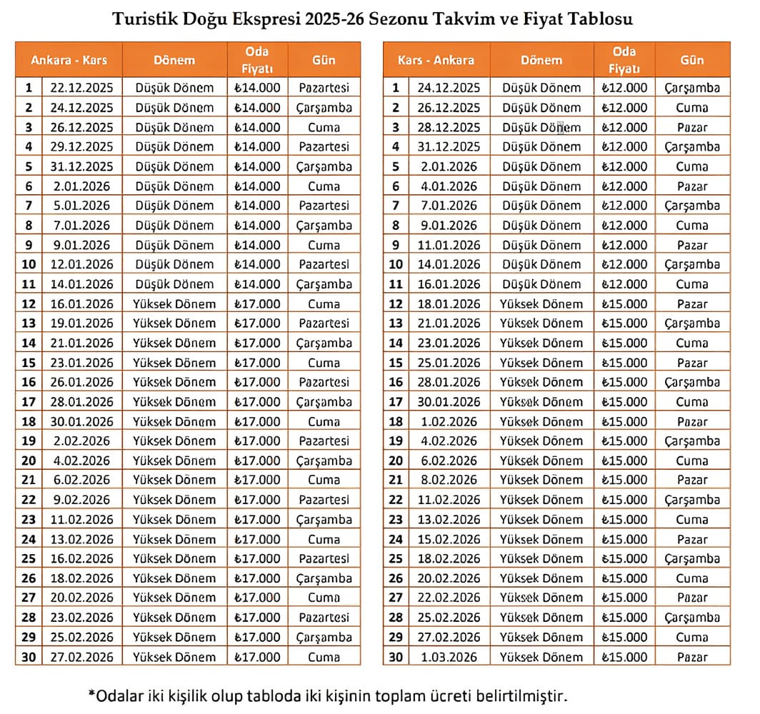 2025 2026 Doğu Ekspresi Fiyat Listesi-2