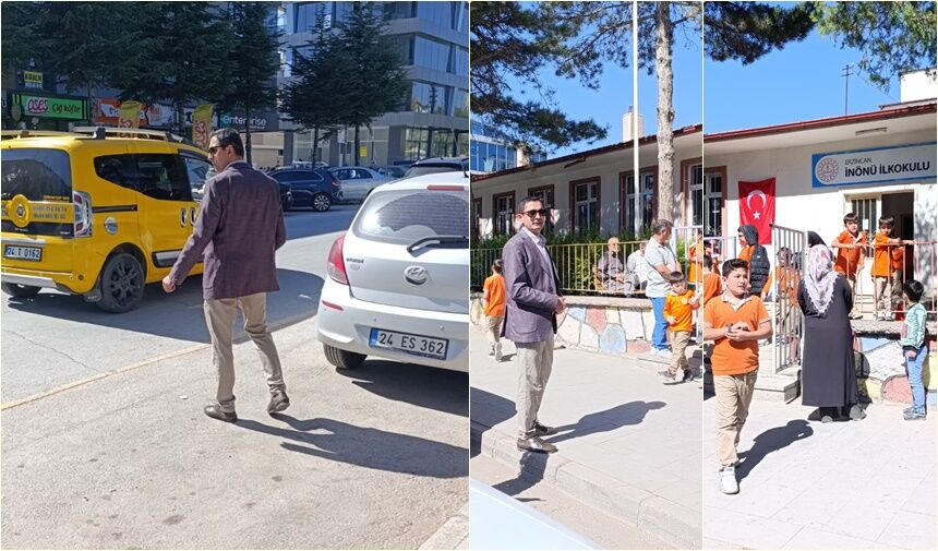 Erzincan'da Bir İlk! Okul Önünde Sıra Dışı Nöbet