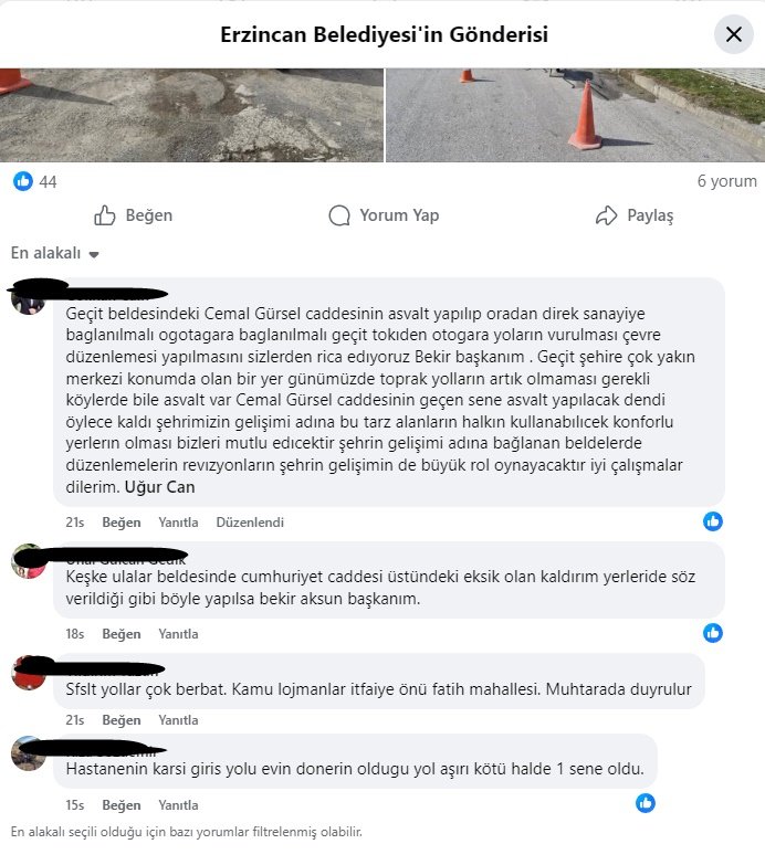 Erzincan Belediyesi Yol Çalışmaları