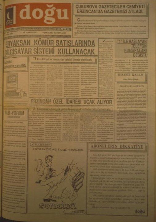 14 Temmuz 1992 Doğu Gazetesi 506X720