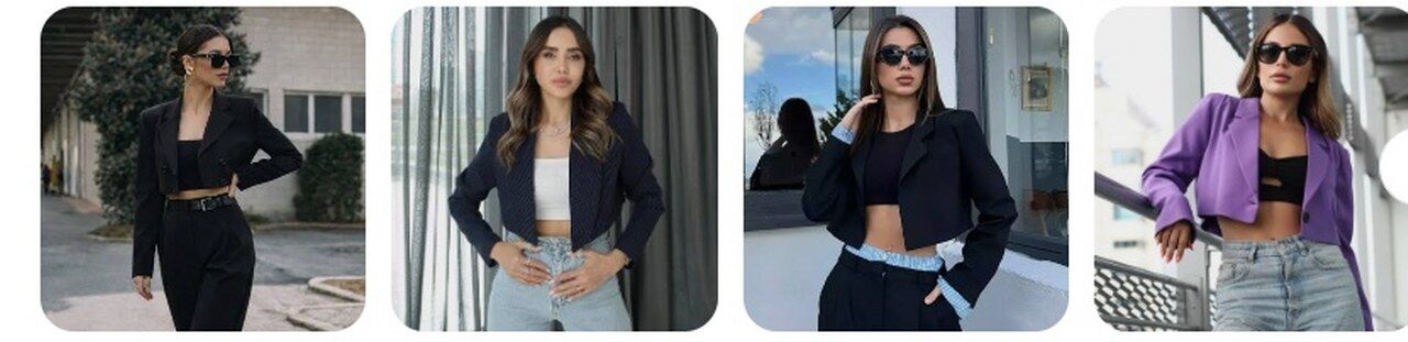 Crop Tisort Blazer Ceket Jean Pantolon Kombini