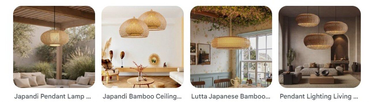 Doğal Rattan & Bambu Örgü Tavan Lambaları 1280X355