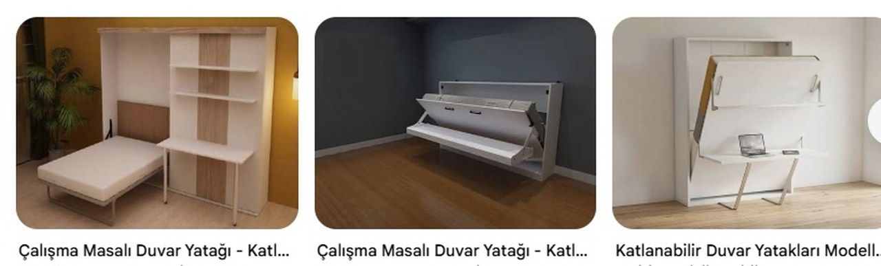 Duvara Katlanir Yatak Ve Calisma Masasi