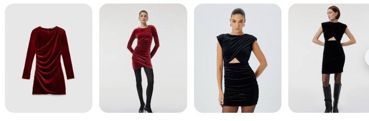 Koton Drape Detayli Mini Kadife Elbise