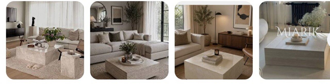 Miarik Design Mermer Kup Kare Orta Sehpa