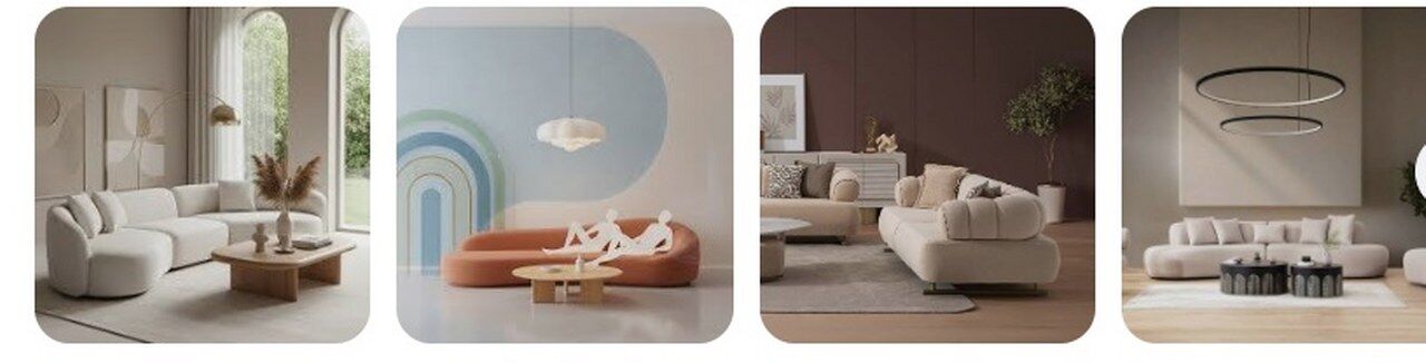 Organik Modern Tarz Oval Koltuk Salon Yerlesimi