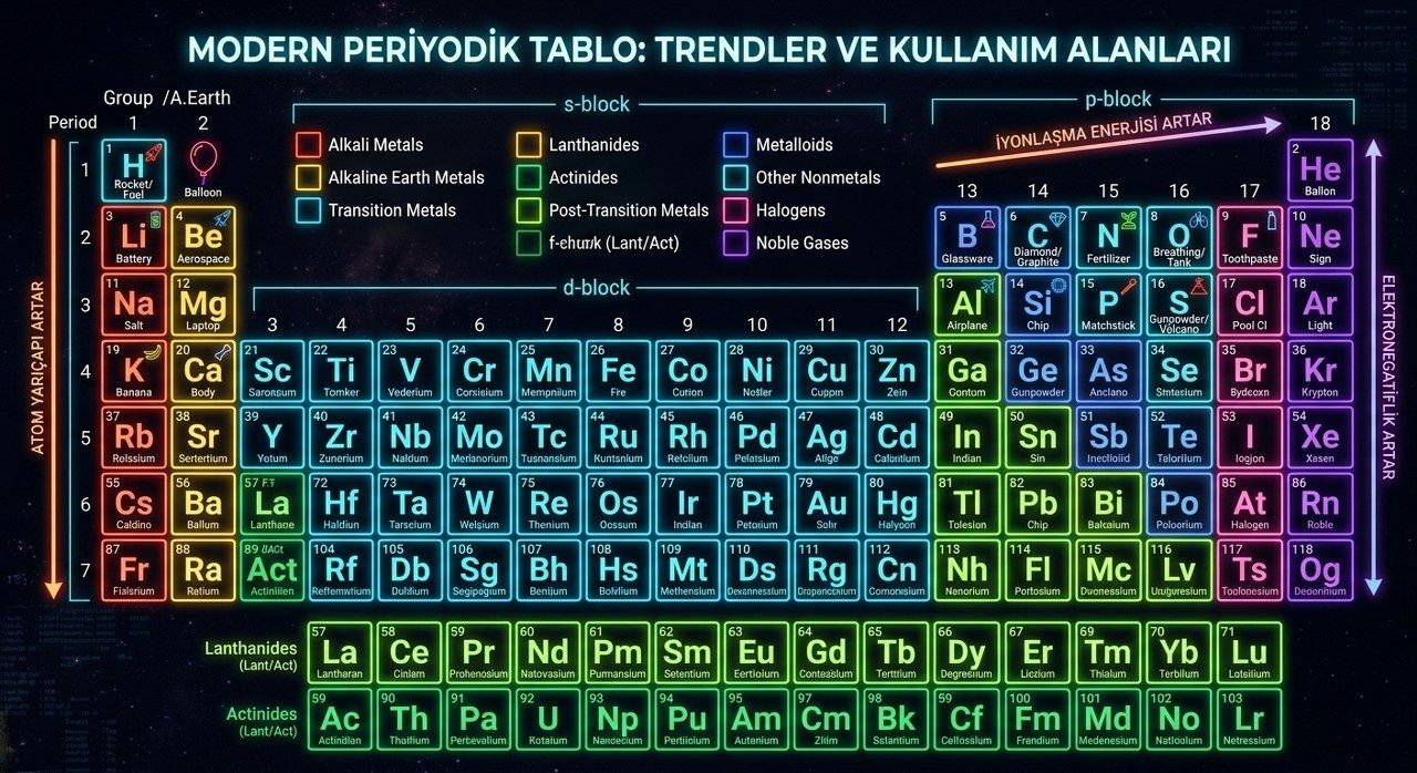 Periyodik Tablo Nedir, Nasıl Okunur? İlk 20 Elementin Özellikleri ve Değişim Eğilimleri Rehberi